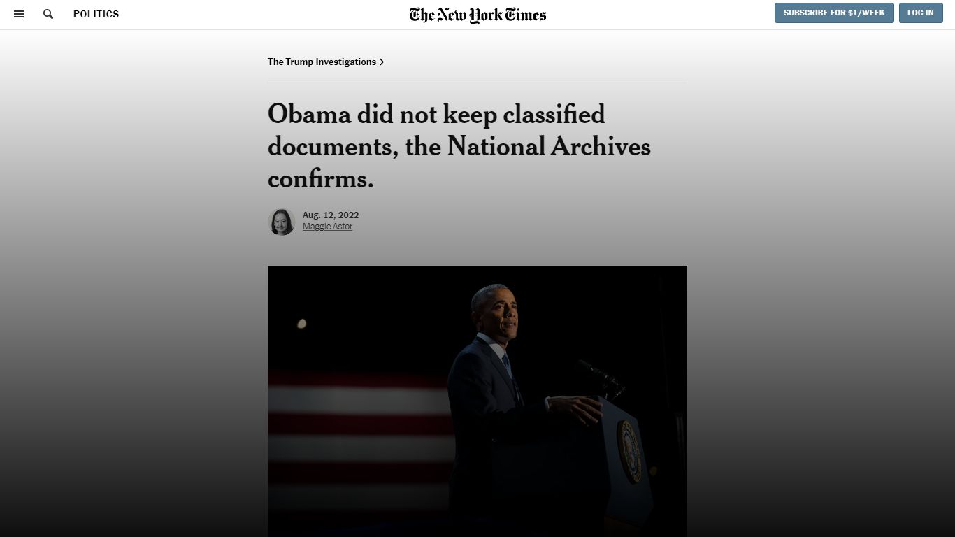 Obama Did Not Keep Classified Documents - The New York Times